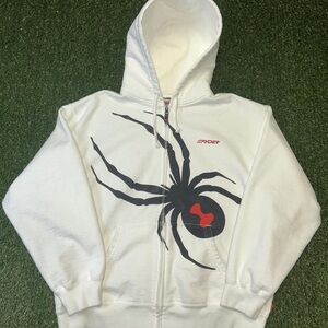 Supreme White Hoodie with Black and Red Graphic